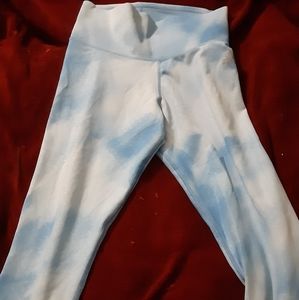 light blue and white tie dye Capri leggings